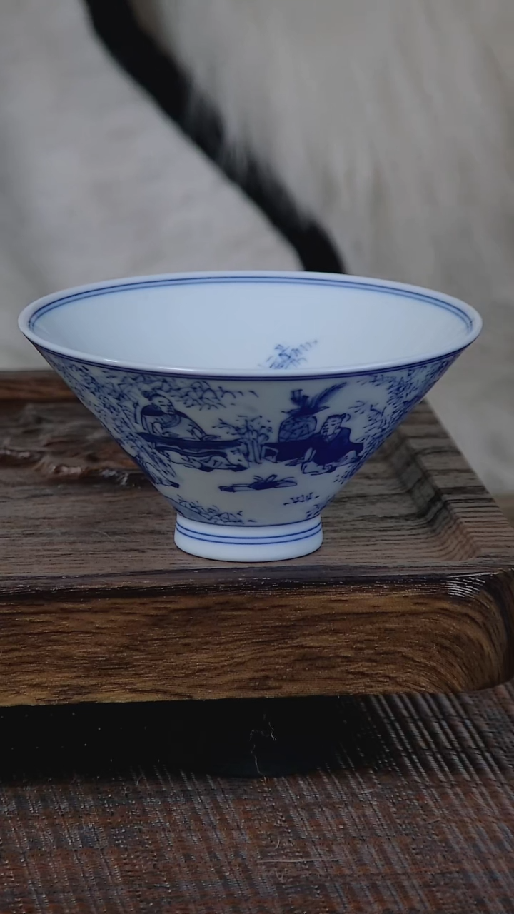 【闪购商品】折葵非器手工手绘竹林七贤斗笠杯