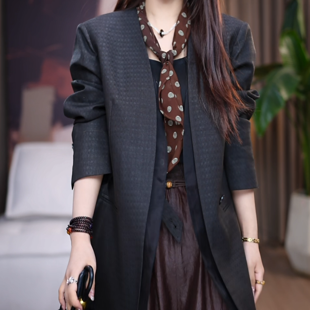 『雍鸣』100%柞蚕丝休闲显瘦百搭气质上衣西装