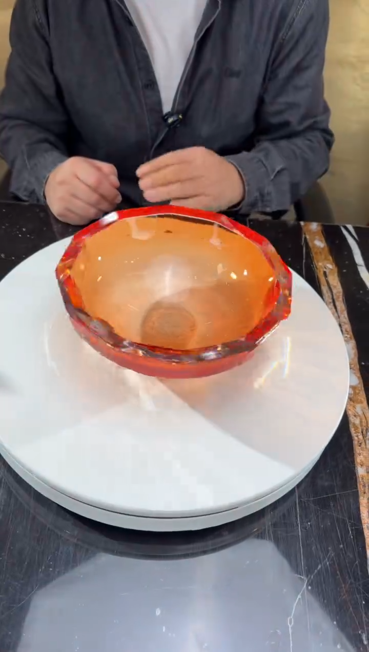 摆件CS0101001-1橙红色刻面小果碗