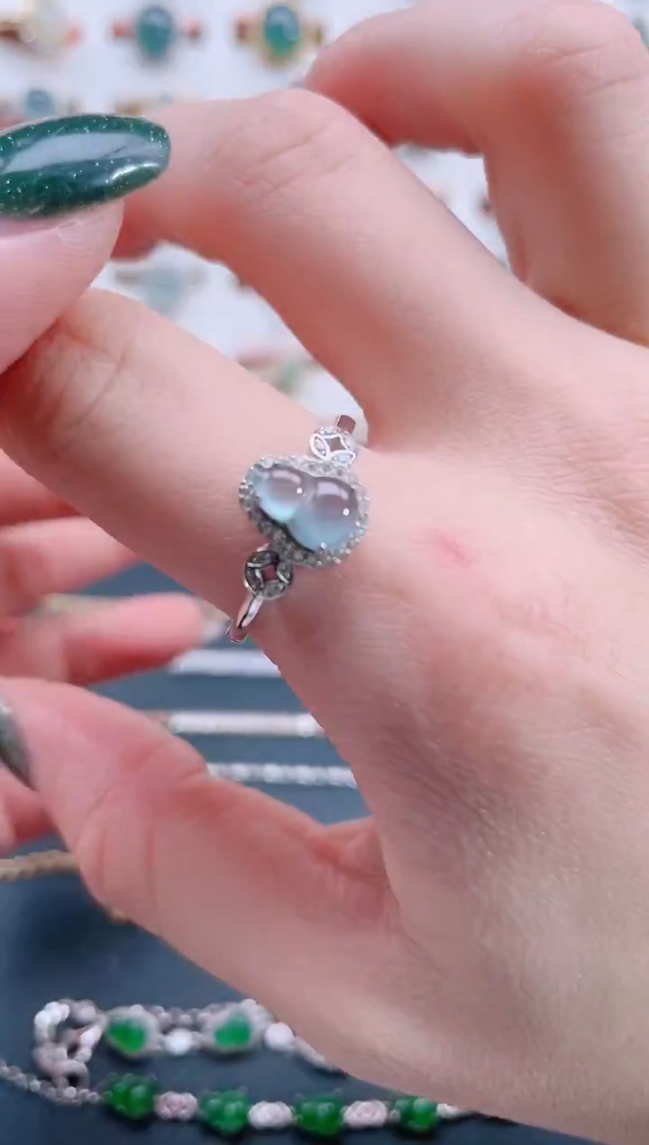 银S925镶嵌戒指翡翠天然翡翠