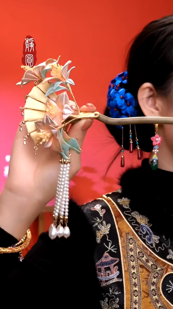 织绣非遗纯手工制作【发簪油桐花】