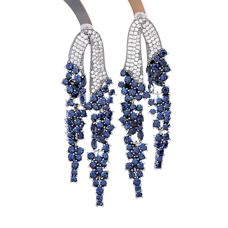 铜合金锆石耳饰 157优雅大气长款流苏