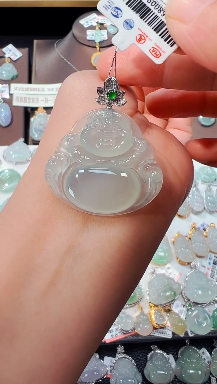 【闪购商品】翡翠吊坠(不含链)18K金镶嵌佛公吊坠907