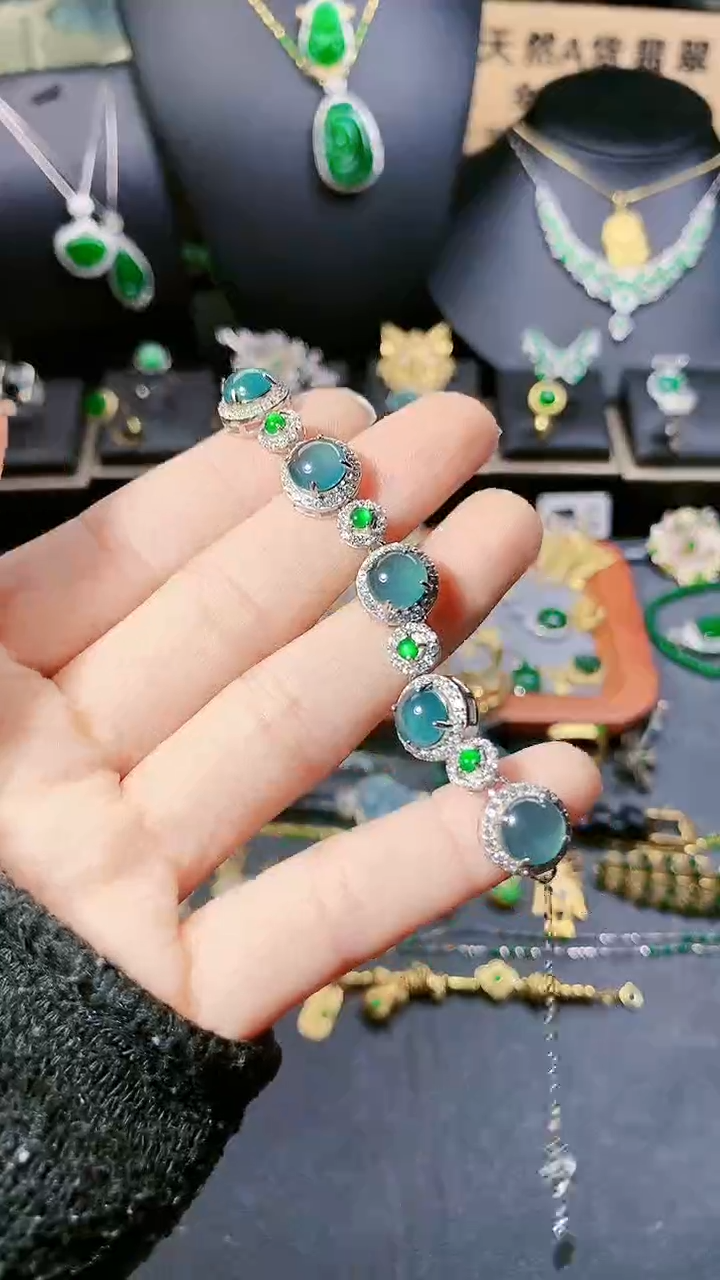 【闪购商品】翡翠手链银S925镶嵌手链