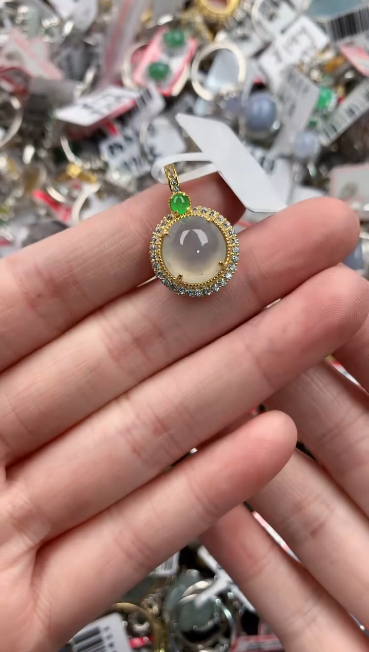 银S925镶嵌戒指翡翠555---8