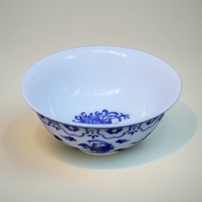 景德镇陶瓷青花釉下5寸米饭碗 朱雀