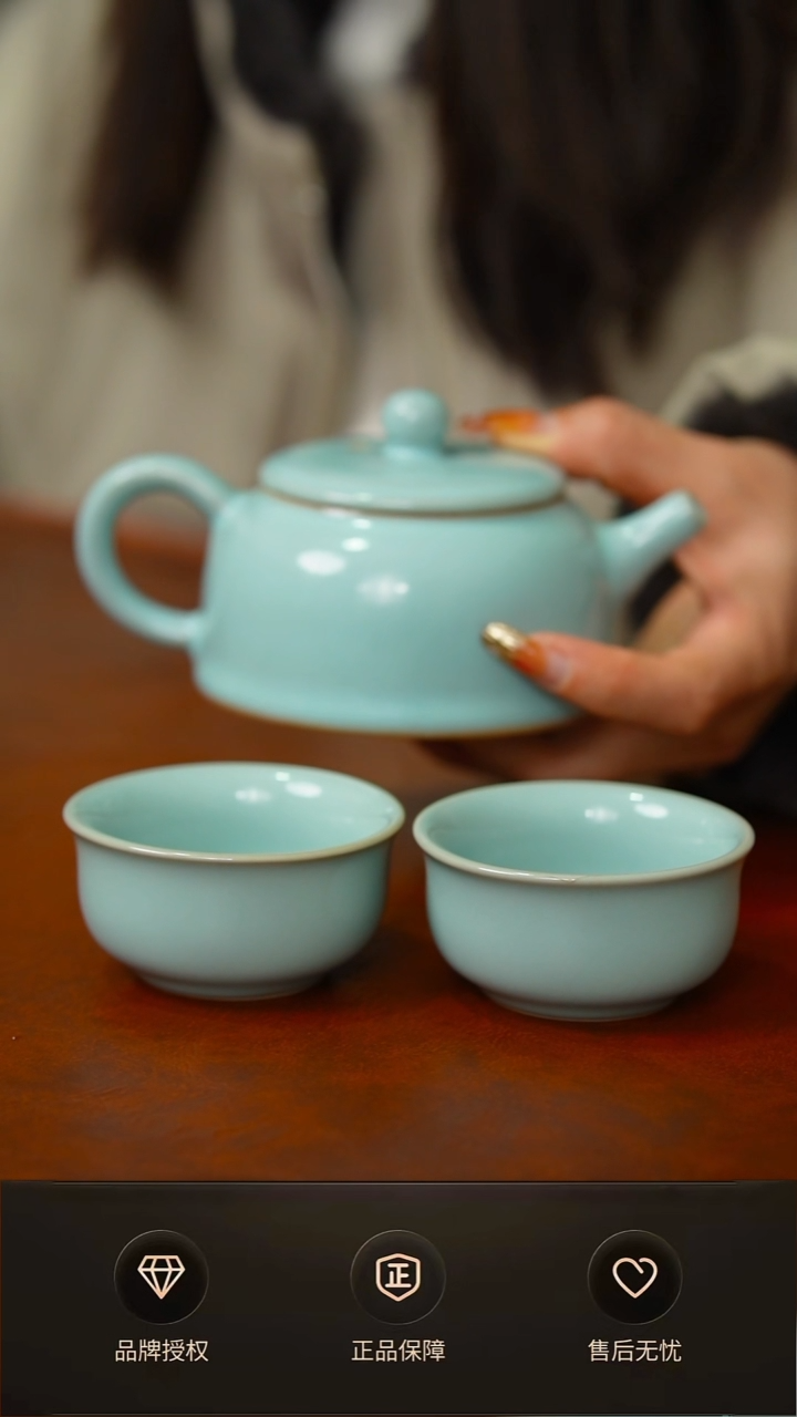 其他天青臻稀半月壶不完美 一壶两杯