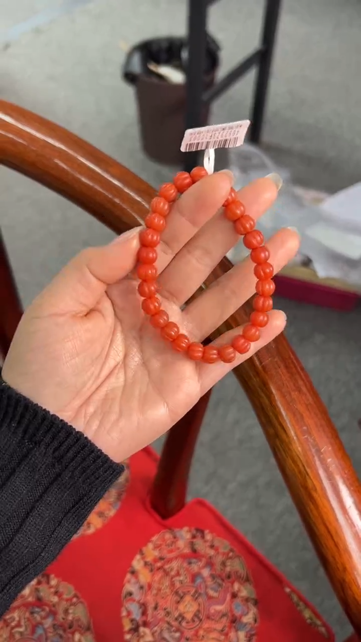 【闪购商品】南红玛瑙手串未镶嵌原矿无优化大水沟7-8mm瓜珠单圈