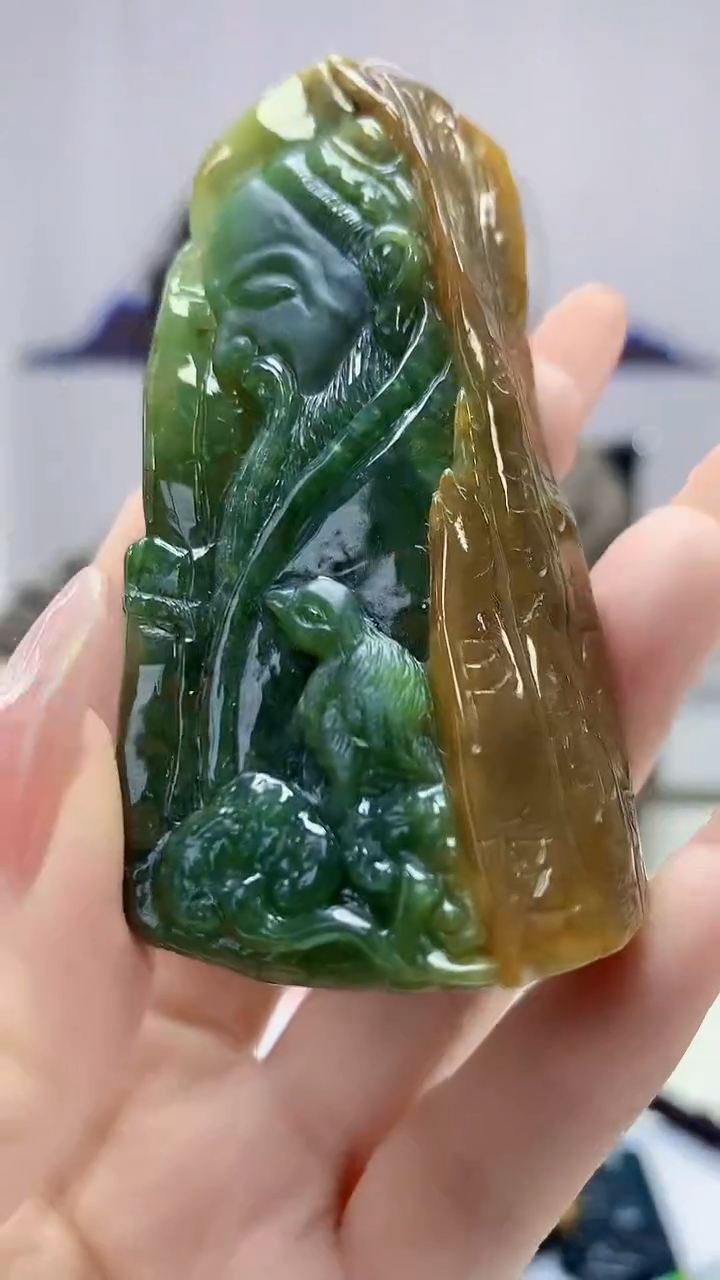 【闪购商品】定制翡翠未镶嵌1502DD-毛货挂件44