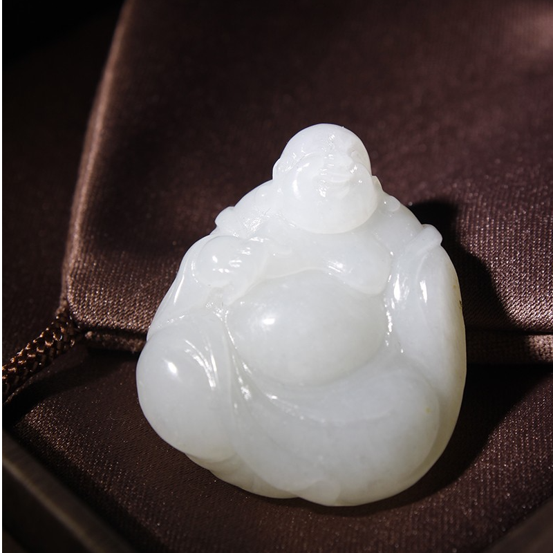 和田玉籽料羊脂白玉弥勒佛笑佛本命佛正品吊坠挂件
