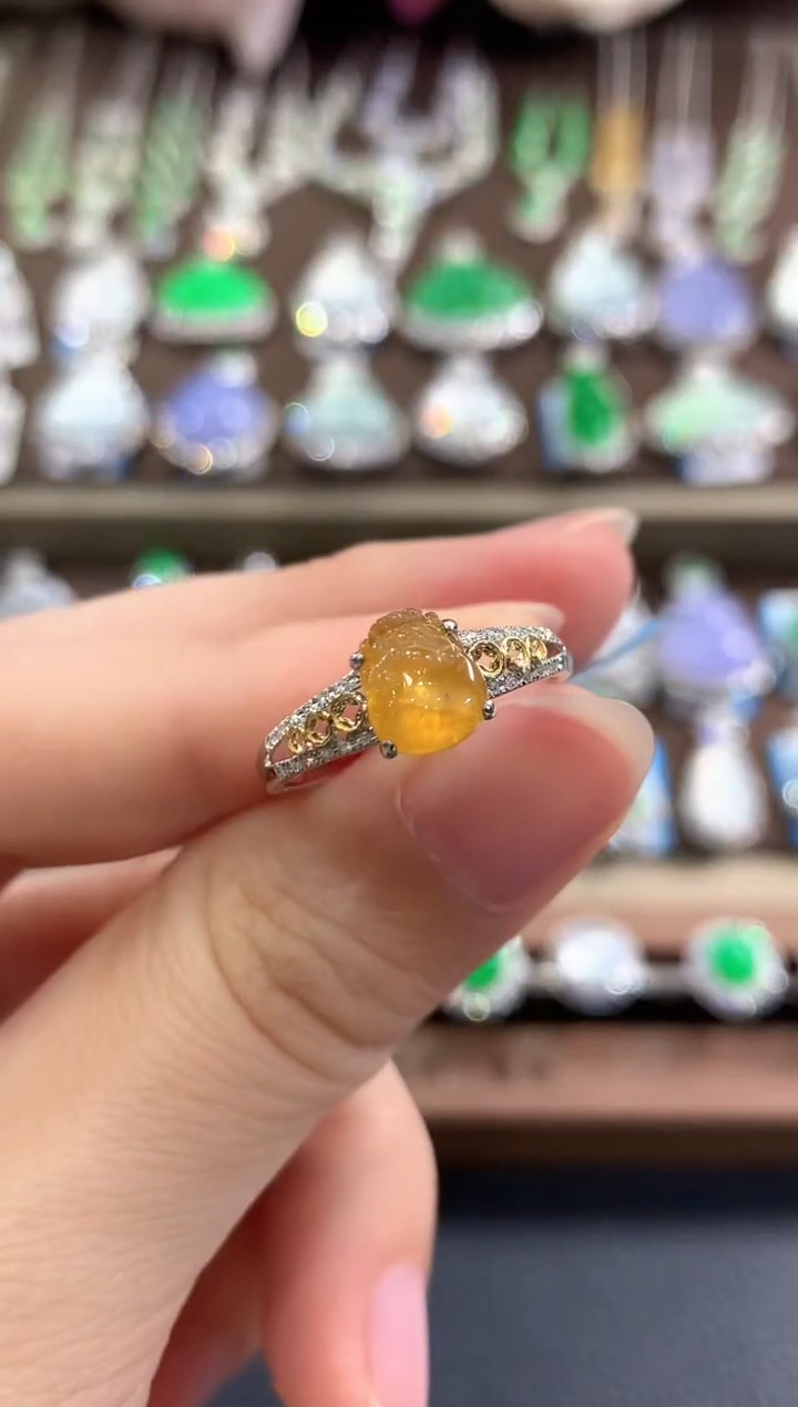 18K金镶嵌戒指翡翠b48多样性一件发货