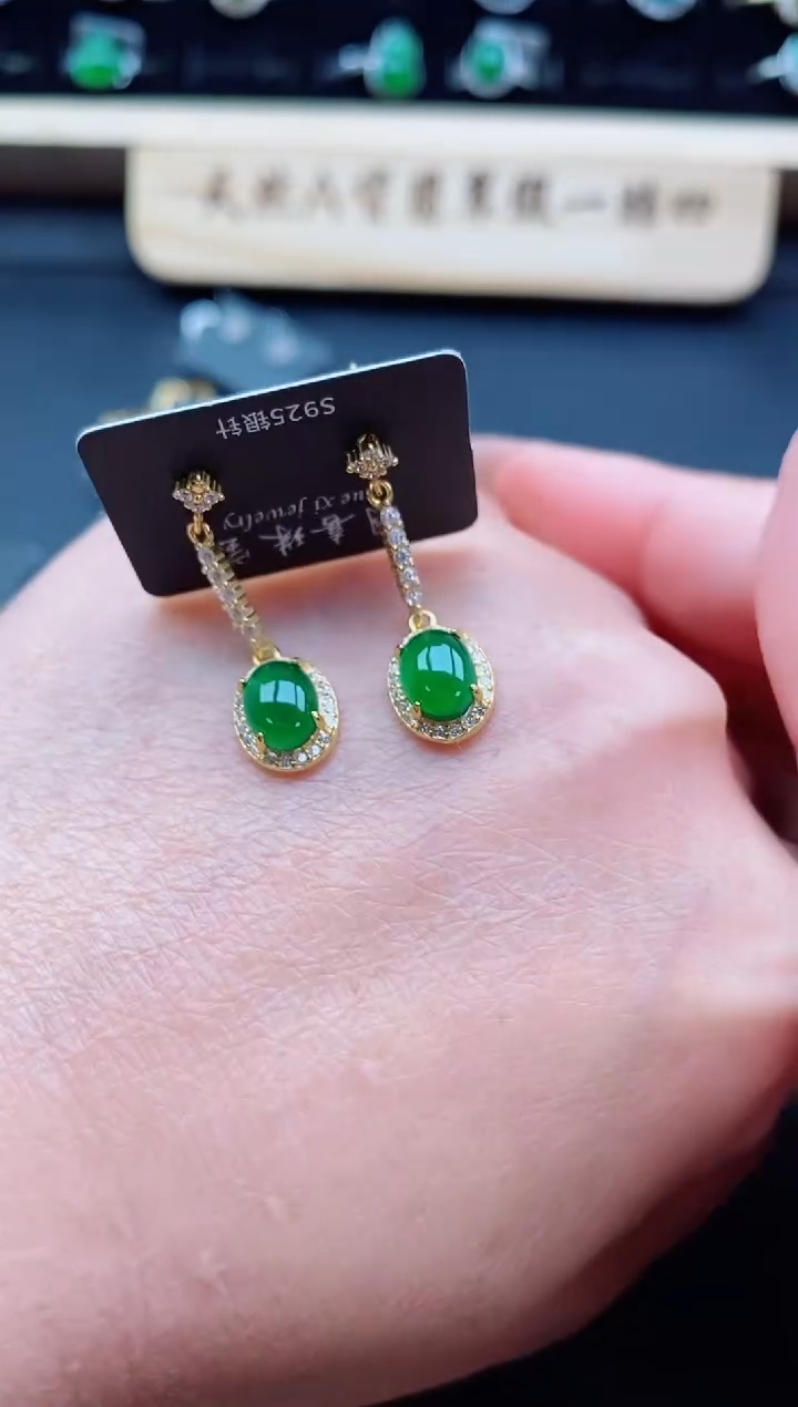 银S925镶嵌戒指翡翠1