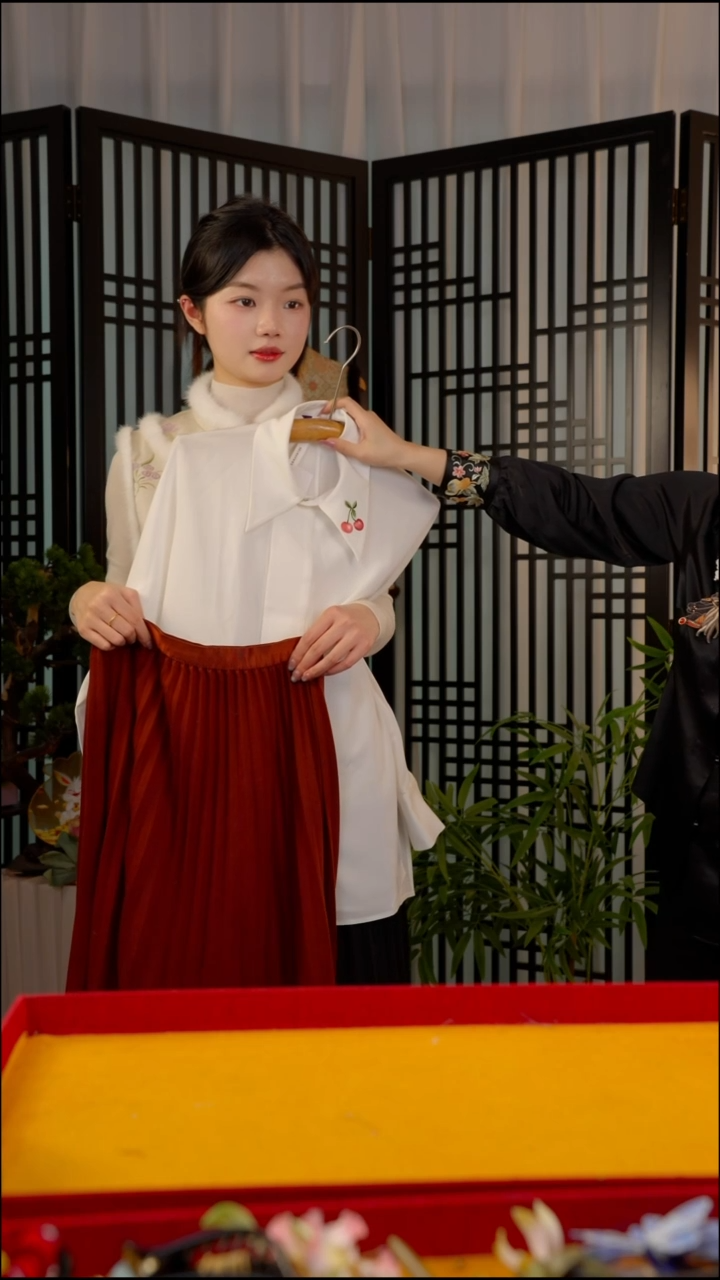 刺绣透****光2件裙子和一件衬衫 