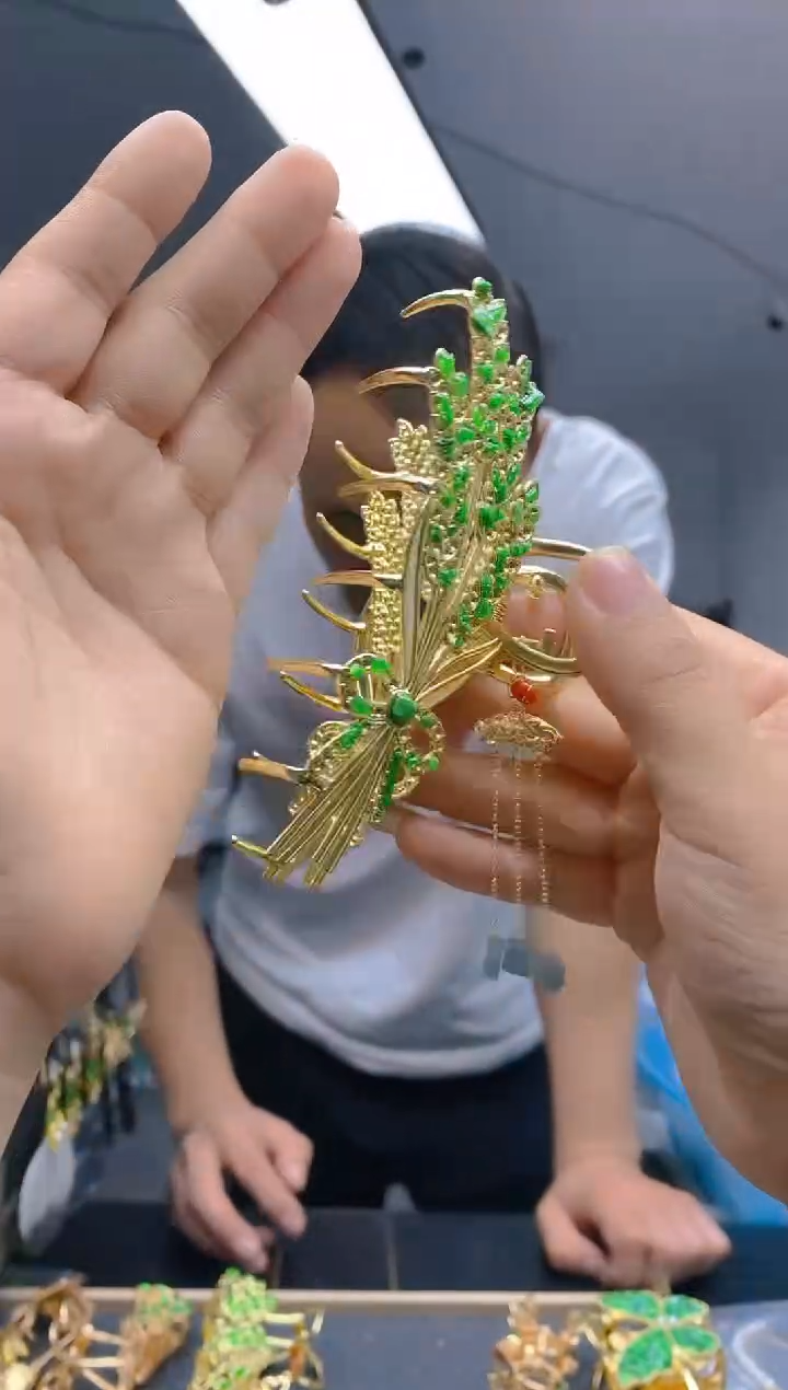 【闪购商品】翡翠耳饰合金137翡翠发簪