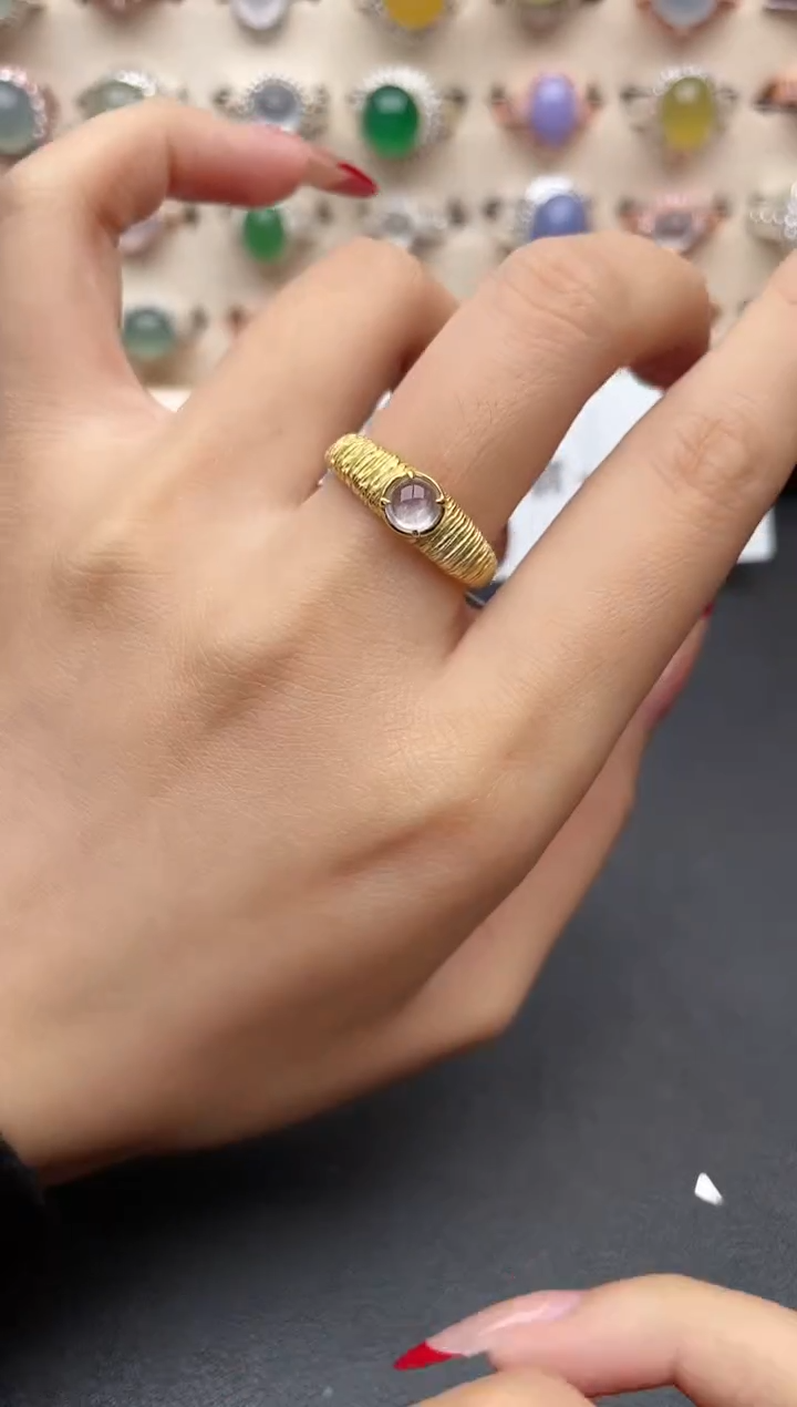 【闪购商品】翡翠戒指银S925镶嵌一物一证一礼盒