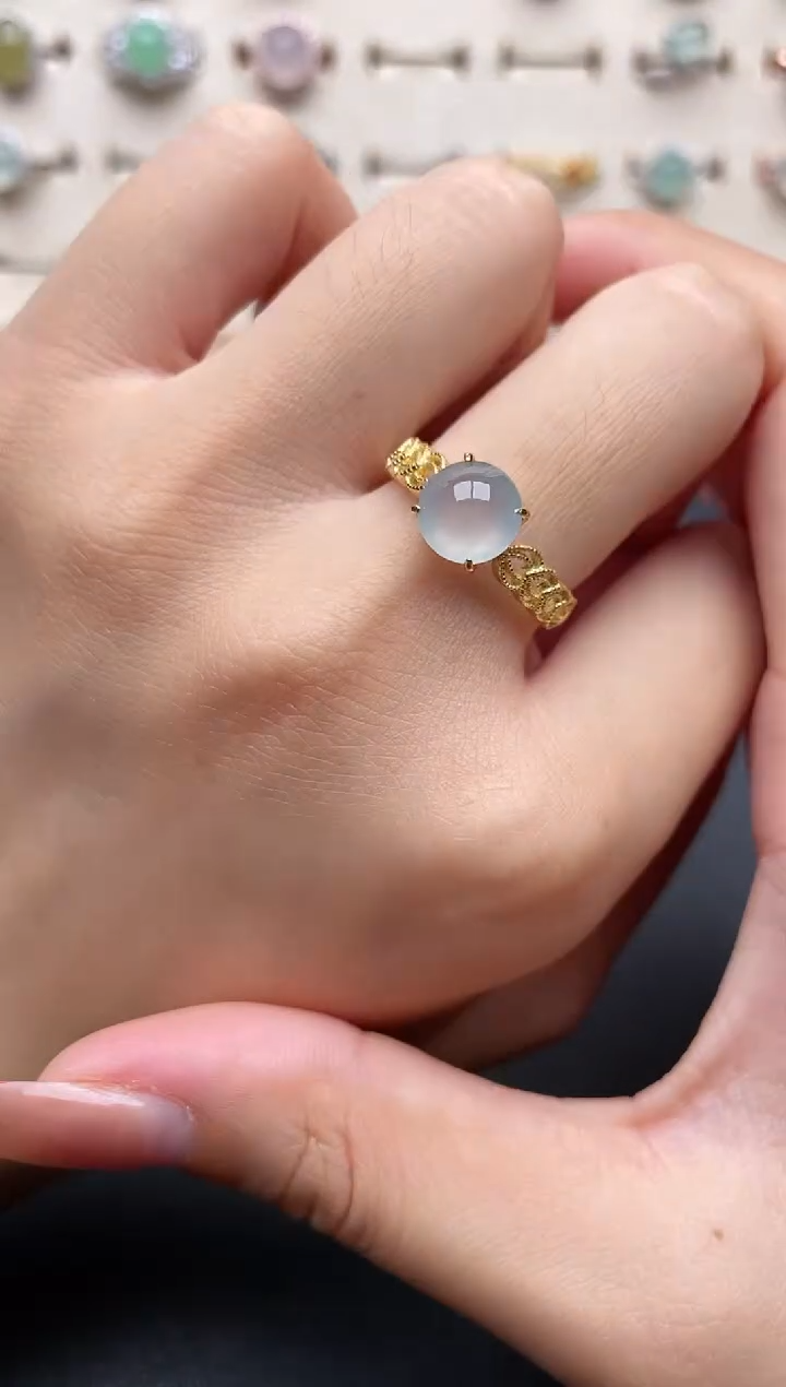 【闪购商品】翡翠戒指银S925镶嵌一物一证一礼盒