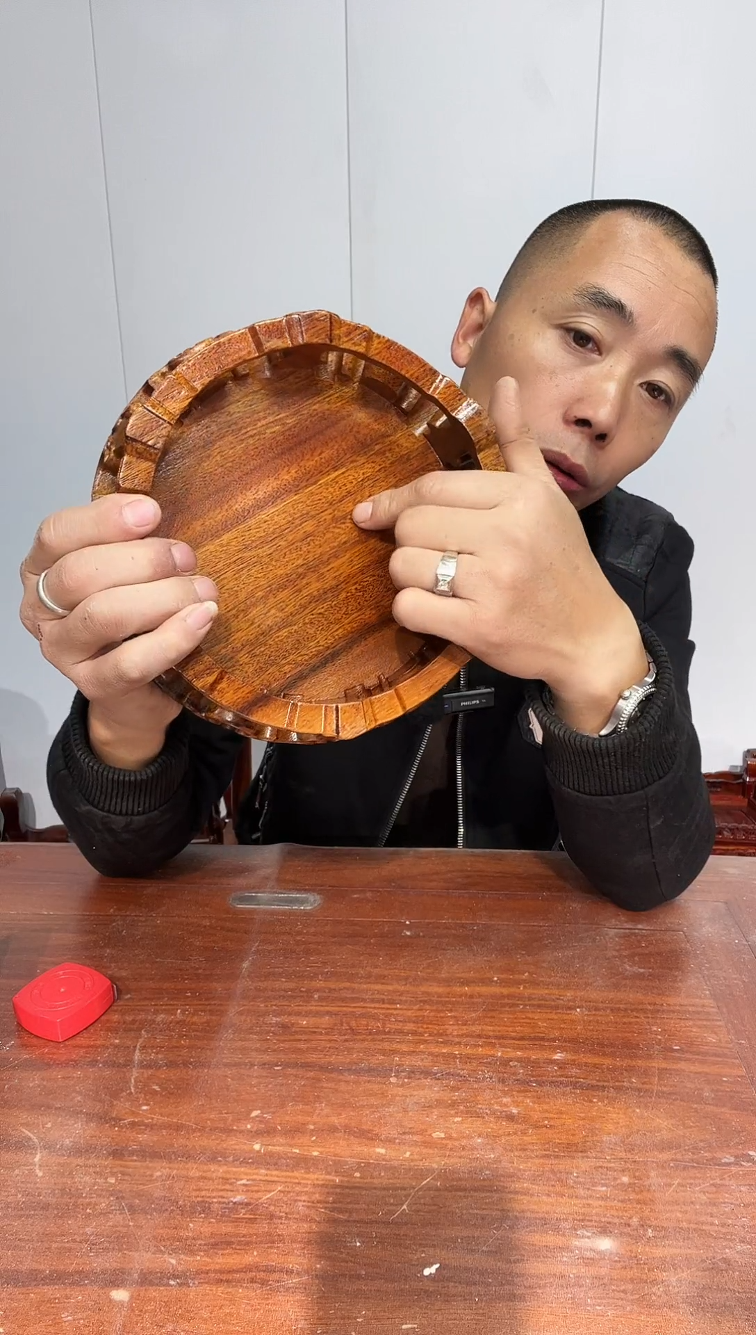 木老花整木雕刻圆形20*22*8