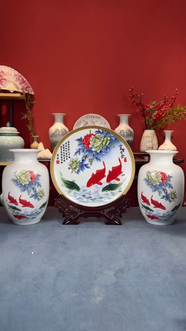 陶瓷富贵有余三件套
