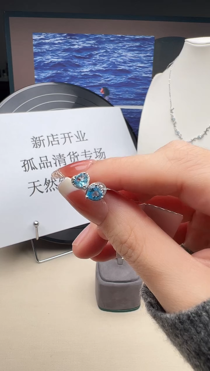 银S925镶嵌托帕石耳饰32