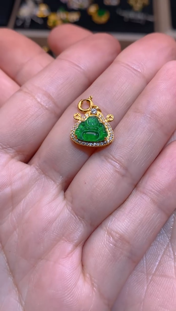 【闪购商品】翡翠吊坠(不含链)银S925镶嵌佛公