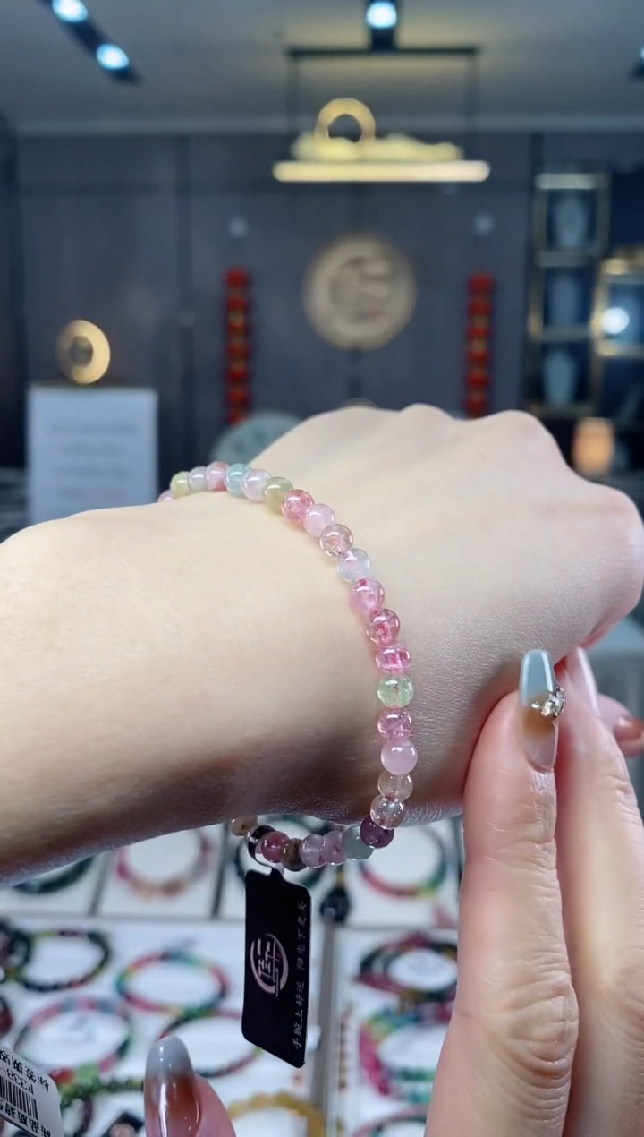 【闪购商品】碧玺单圈手串4mm+未镶嵌W699-0612048