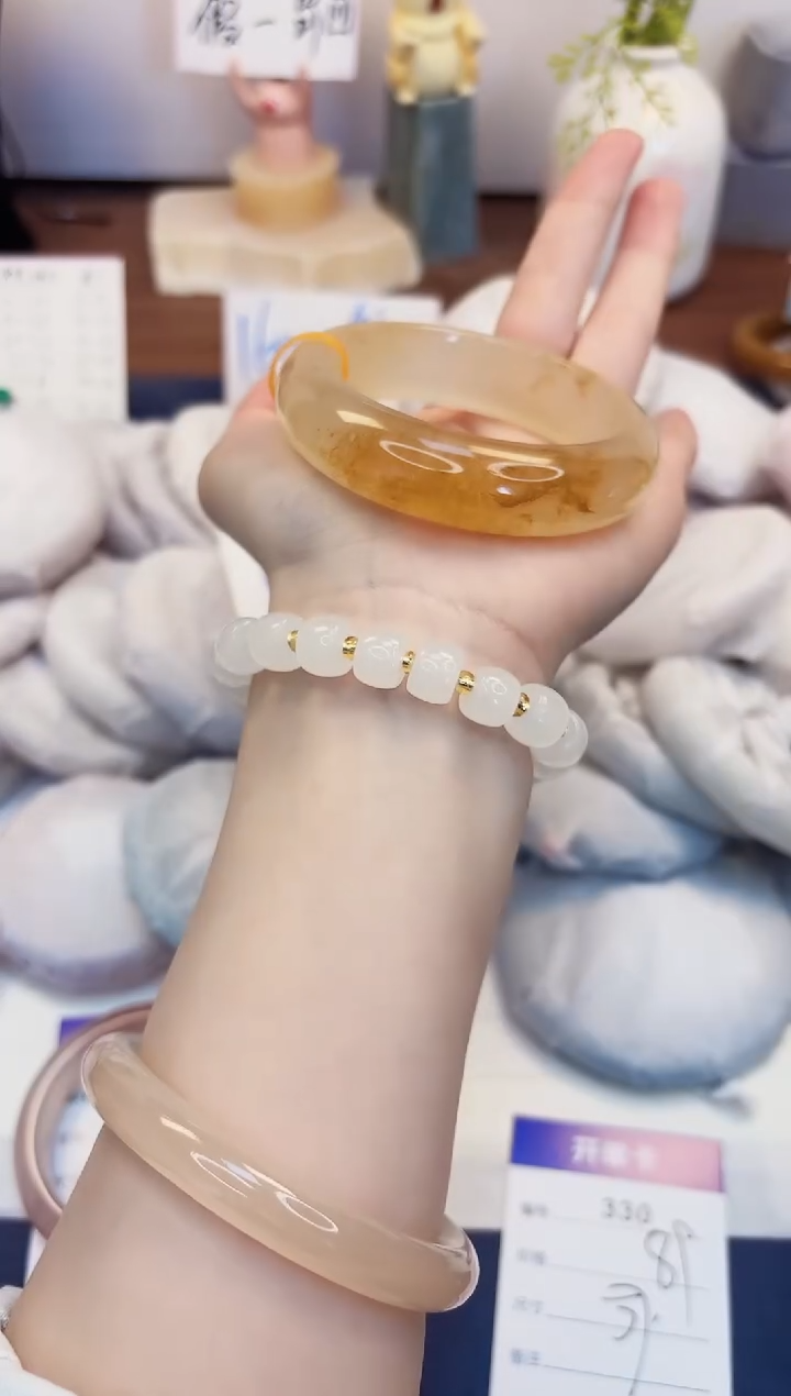 【闪购商品】石英质玉手镯未镶嵌330-财气镯-圈口57