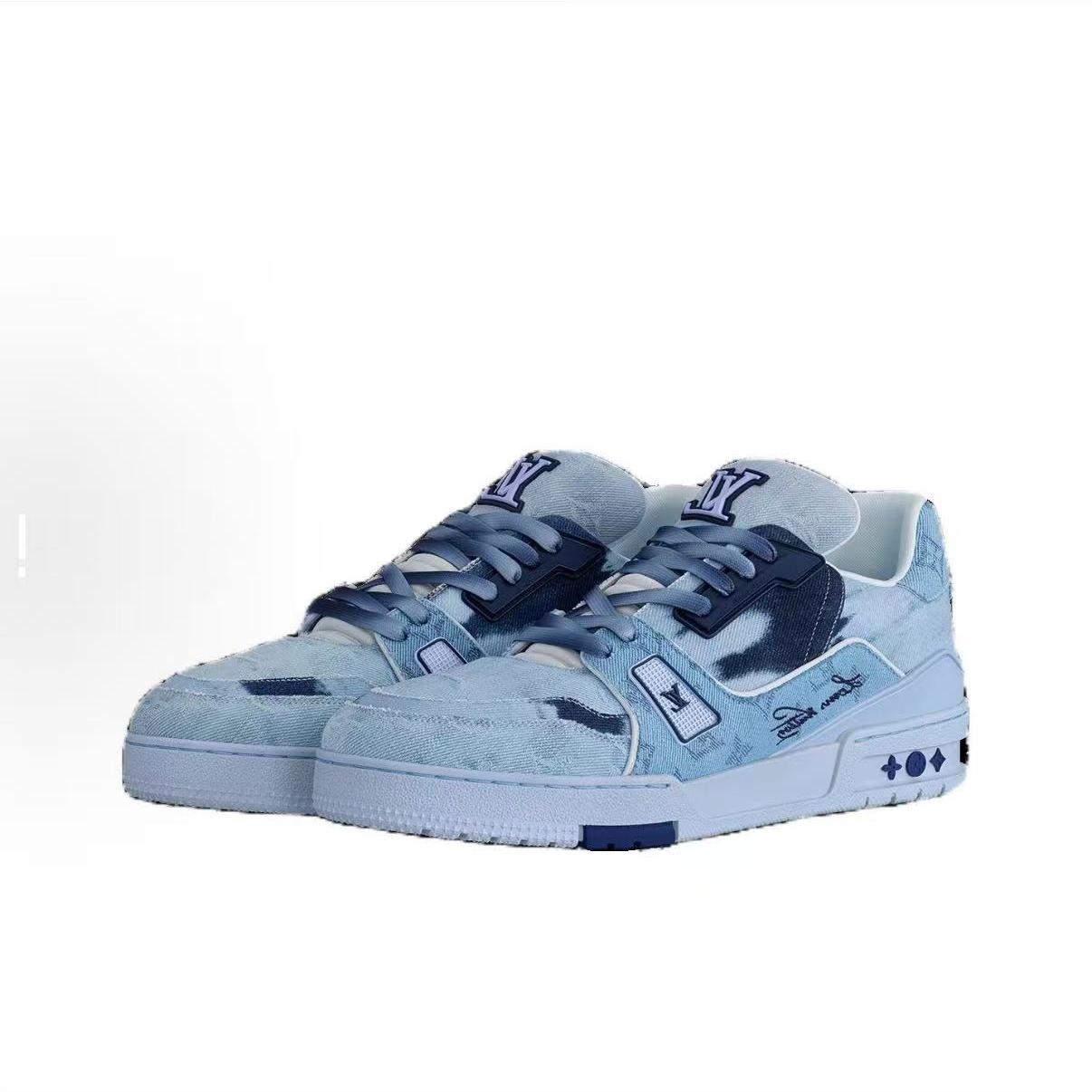 未使用 LouisVuitton/路易威登 扎染蓝牛仔trainer奢鞋