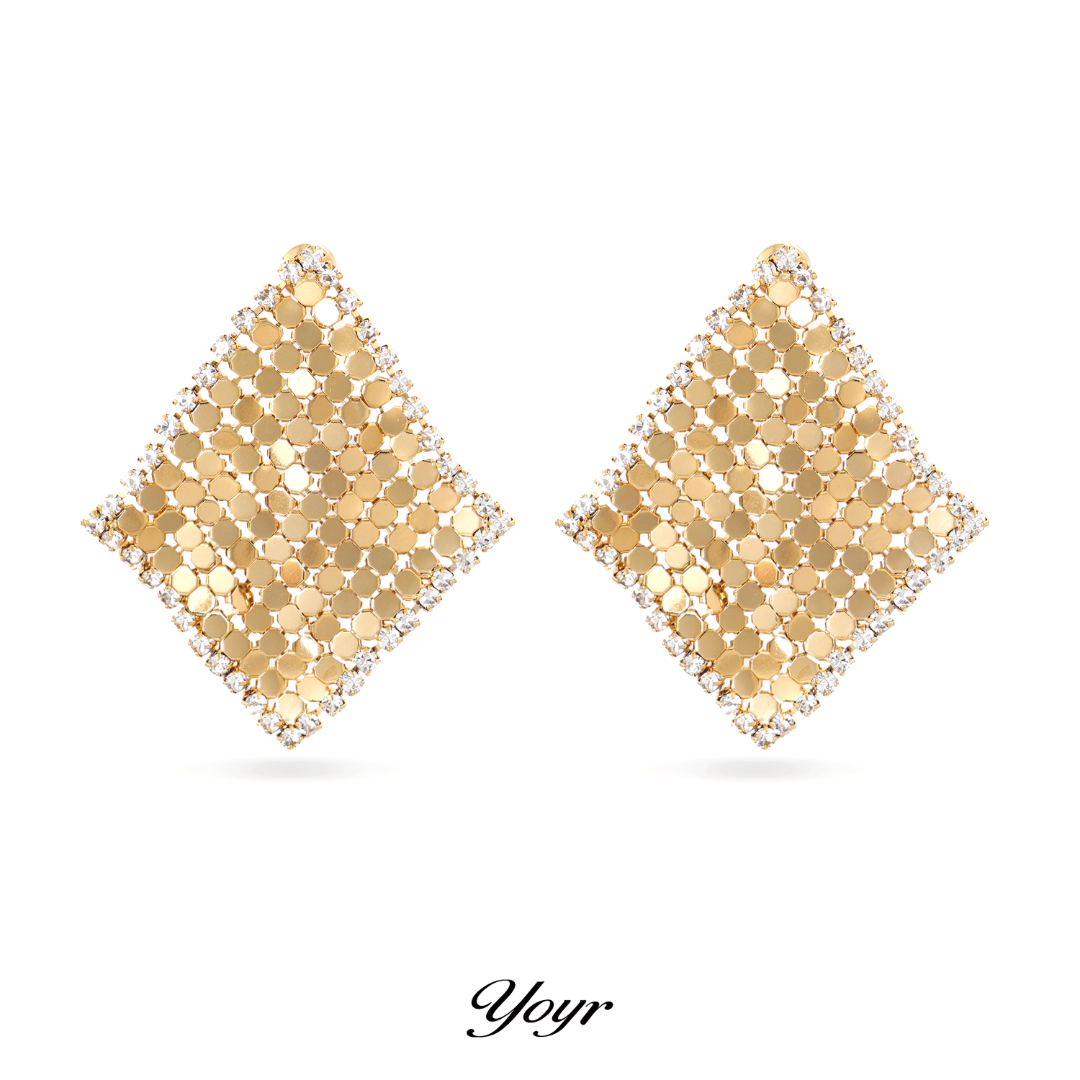 YOYR 黄铜耳饰 爆闪鳞片耳环魔毯闪亮夸张轻奢高级感镶钻精致耳环