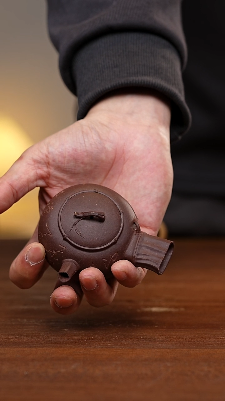 茶壶紫砂竹节侧把壶紫泥小