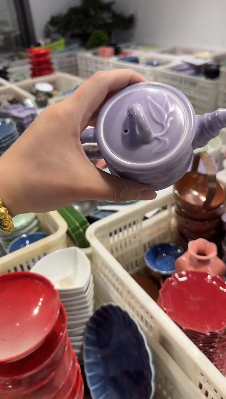 瓷片陶梵古堂竹节壶