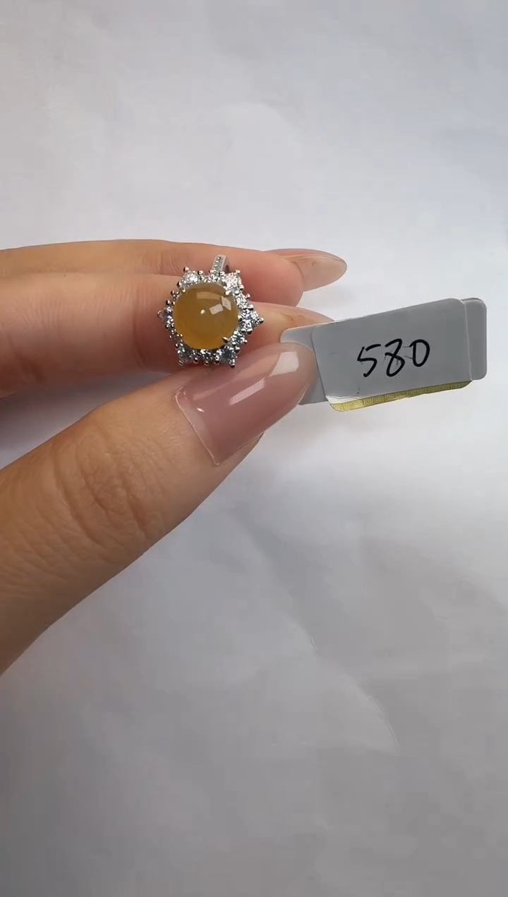 银S925镶嵌戒指翡翠通体925银镶缅甸A货翡翠戒指244