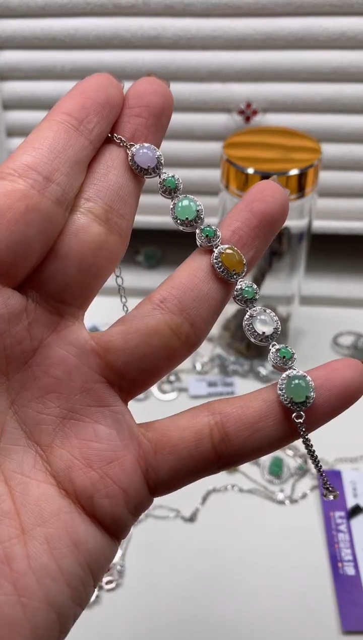 银S925镶嵌戒指翡翠手链