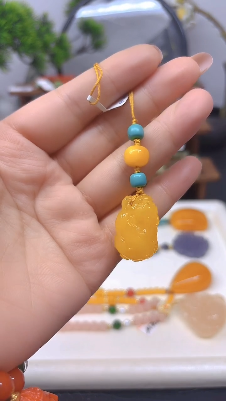 蜜蜡套链未镶嵌手机挂T67