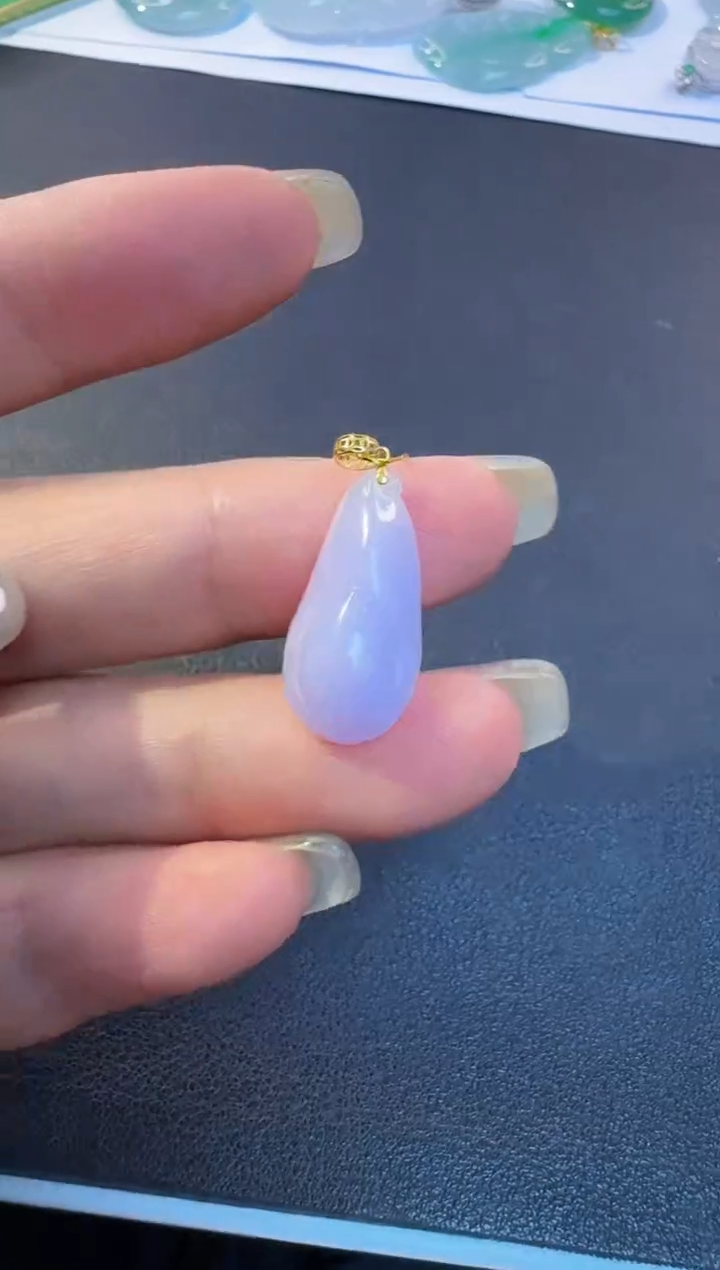 【闪购商品】翡翠18K金镶嵌颈饰缅甸翡翠A货吊坠