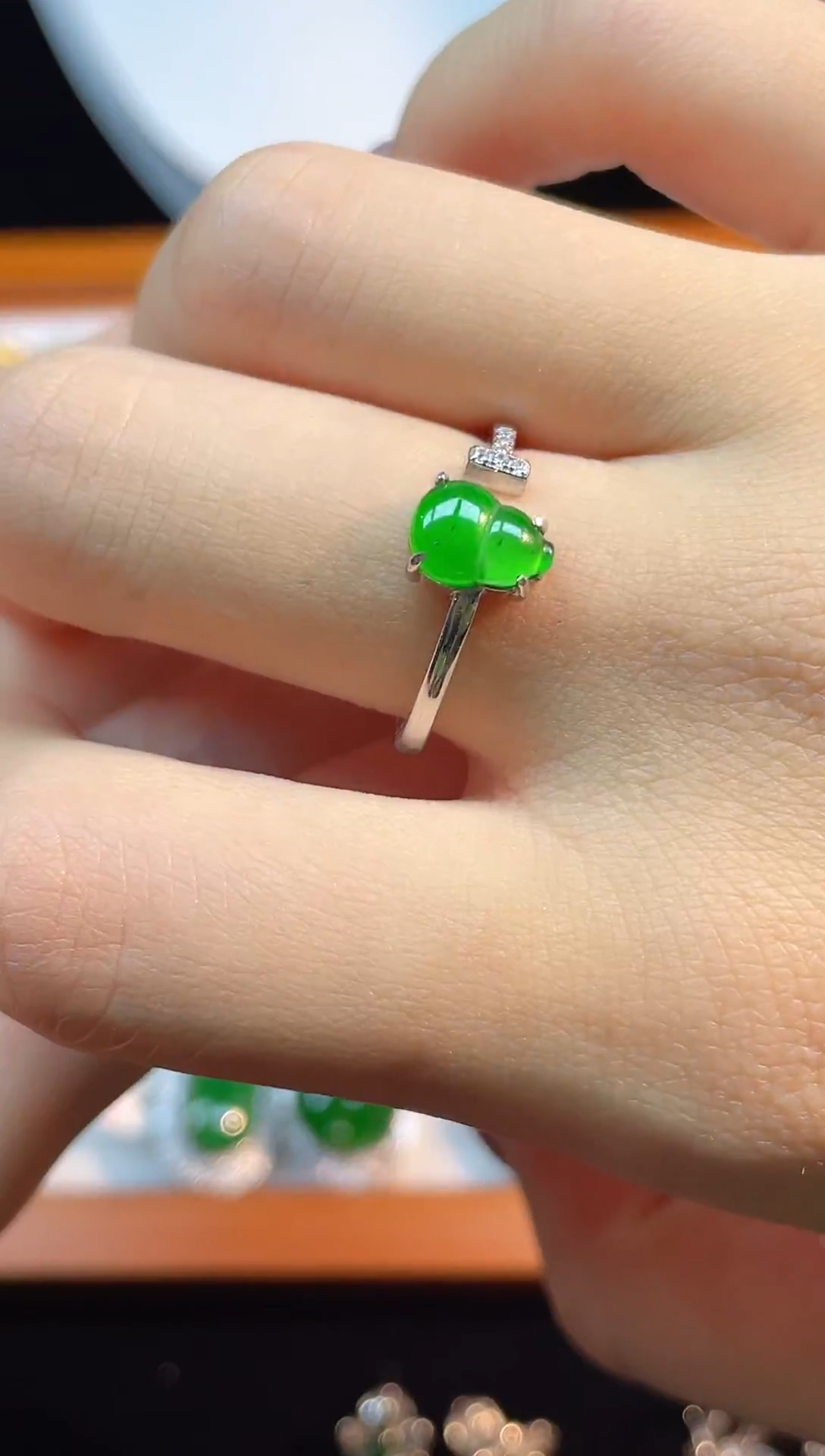 吊坠(不含链)银S925镶嵌翡翠天然翡翠A货