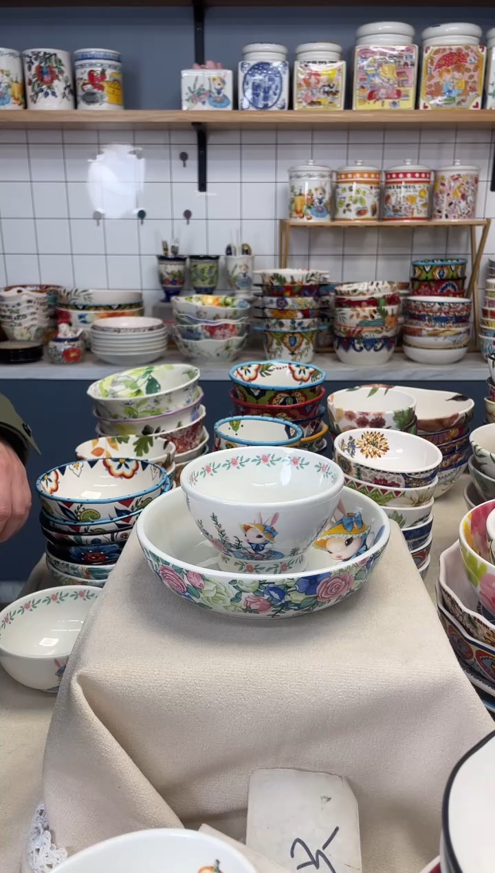 【闪购商品】瓷兔子八寸深盘+五寸高脚碗各一