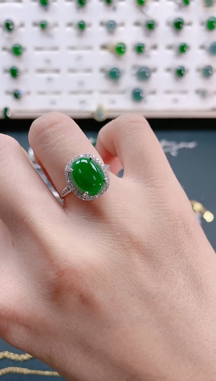 【闪购商品】翡翠戒指银S925镶嵌天然翡翠