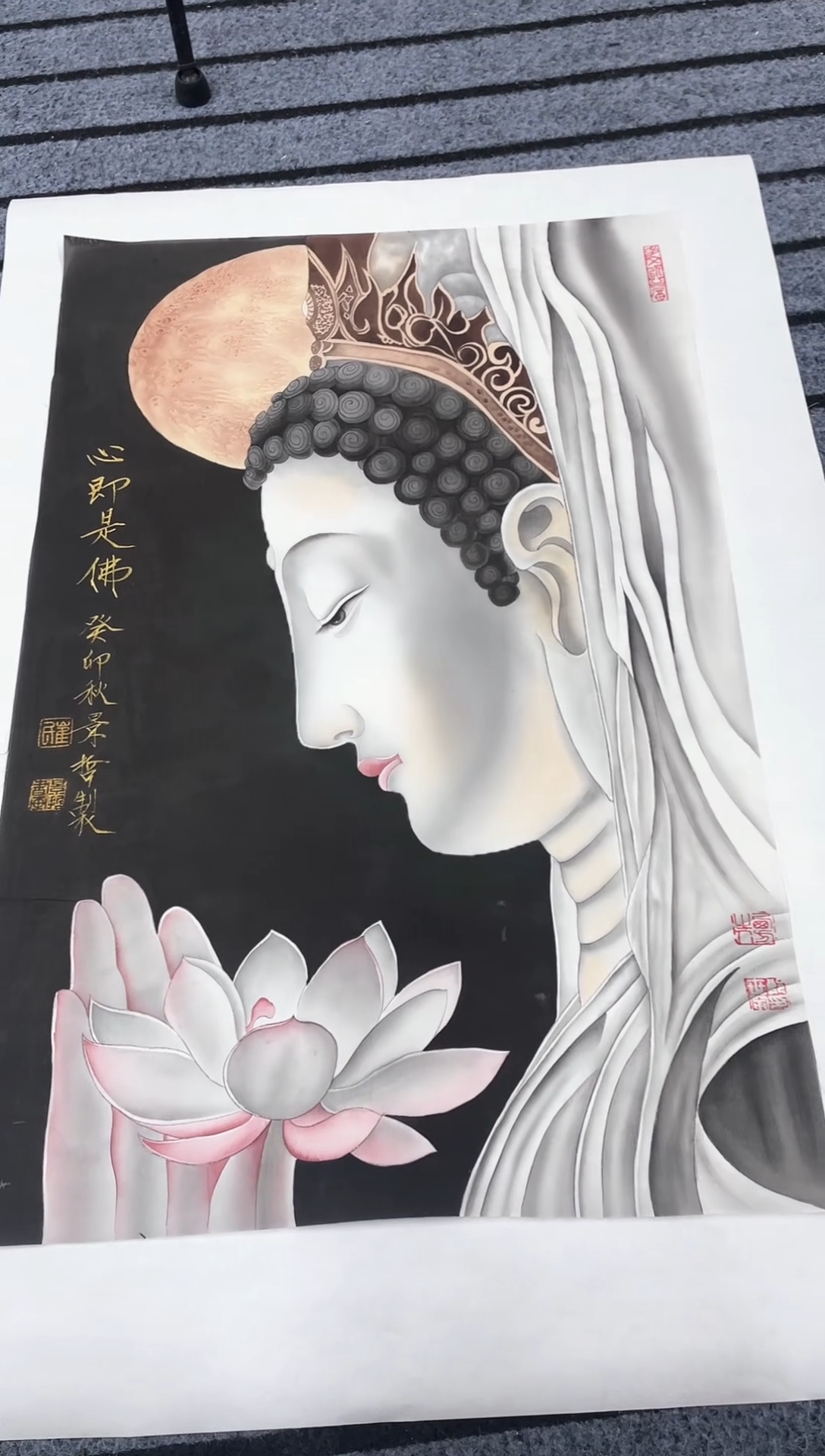 精品国画人物作品绢布
