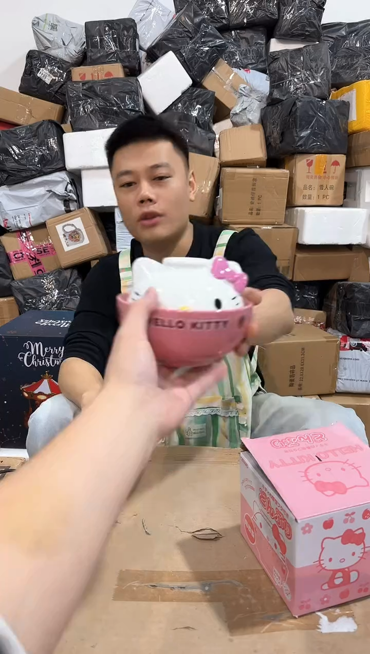 瓷片B款原盒kt猫带盖泡面碗