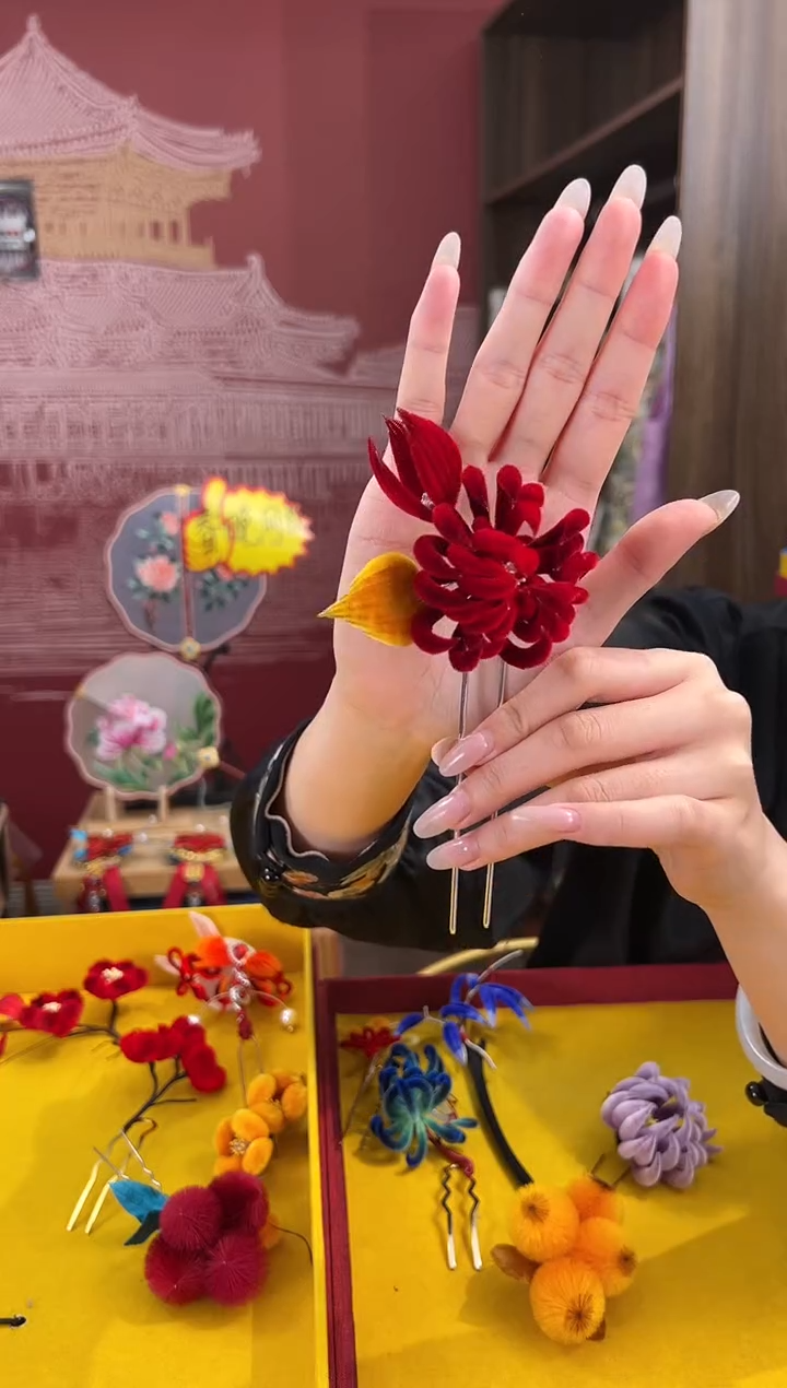 【闪购商品】刺绣 非遗绒花（发饰）