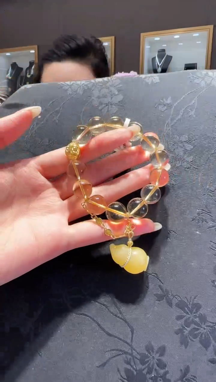 【闪购商品】黄晶手串未镶嵌黄水晶手串设计款 14.m