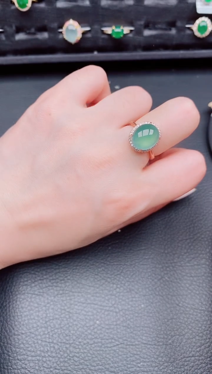 【闪购商品】翡翠戒指银S925镶嵌天然a货翡翠252