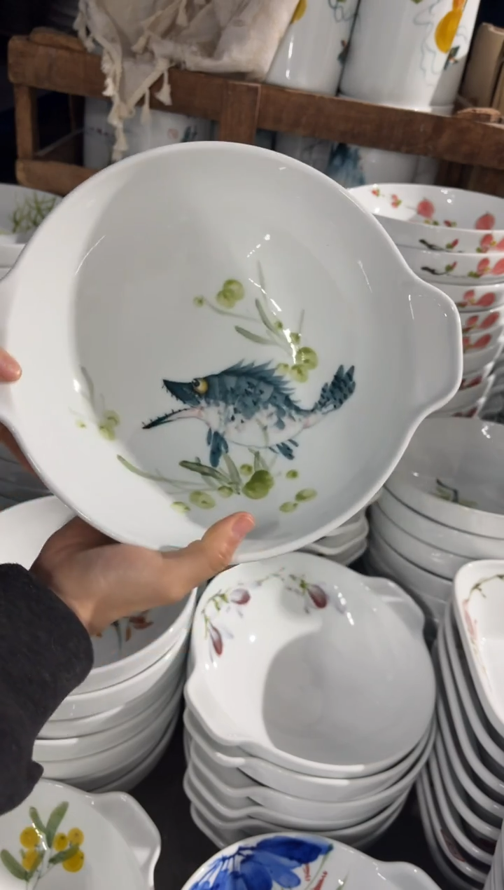 景德镇高温陶瓷食品级手绘釉中彩-揉面盘