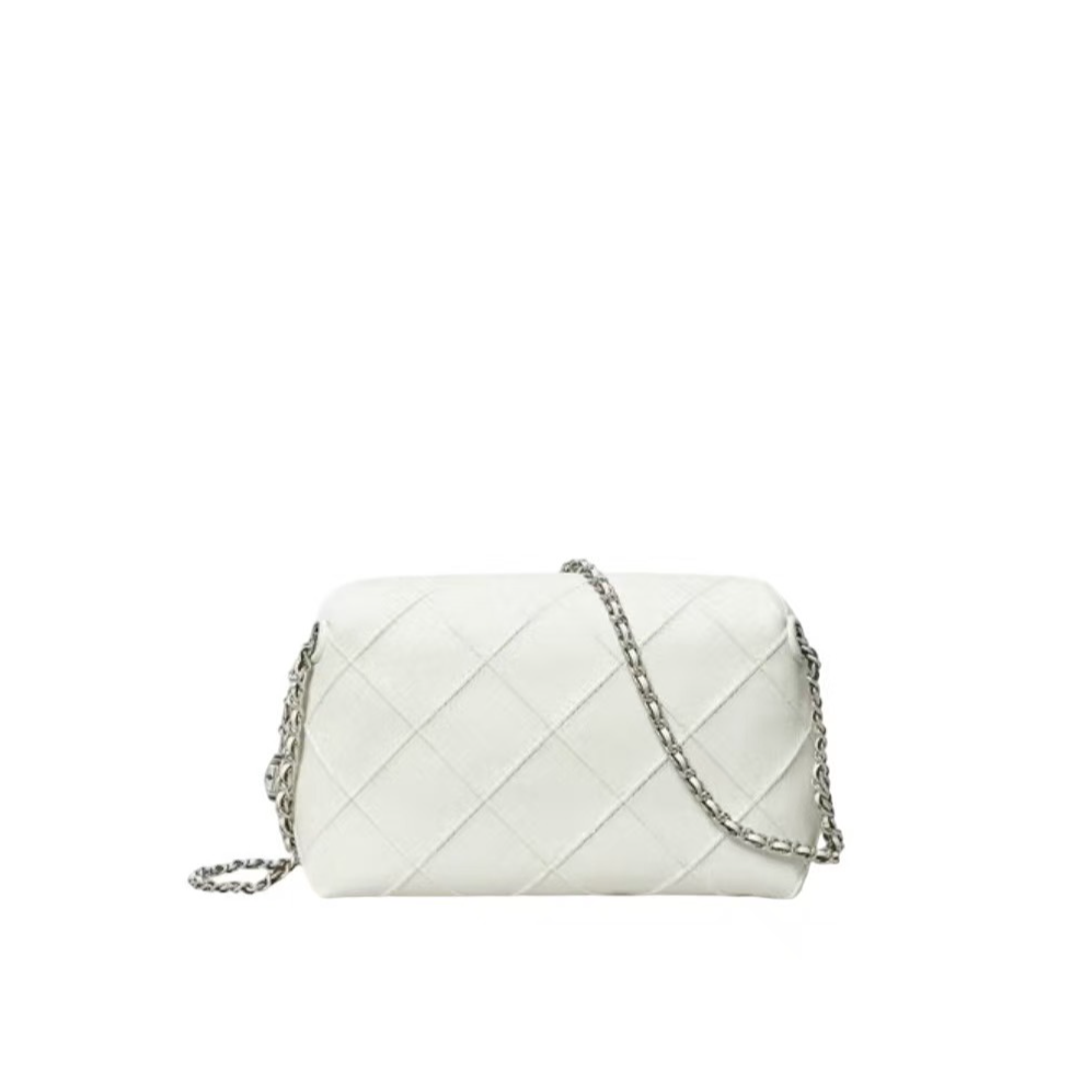 TORY BURCH Fleming菱格纹绗缝 斜挎单肩包迷你白色169226-100 SD