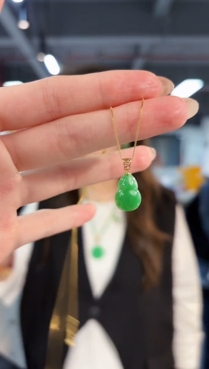 【闪购商品】翡翠吊坠(不含链)18K金镶嵌缅料A货/支持复检/一件