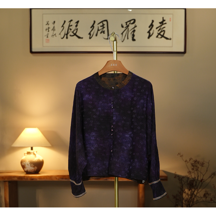 【紫陌流萤-香云纱外套】新中式重工香云纱外套0415