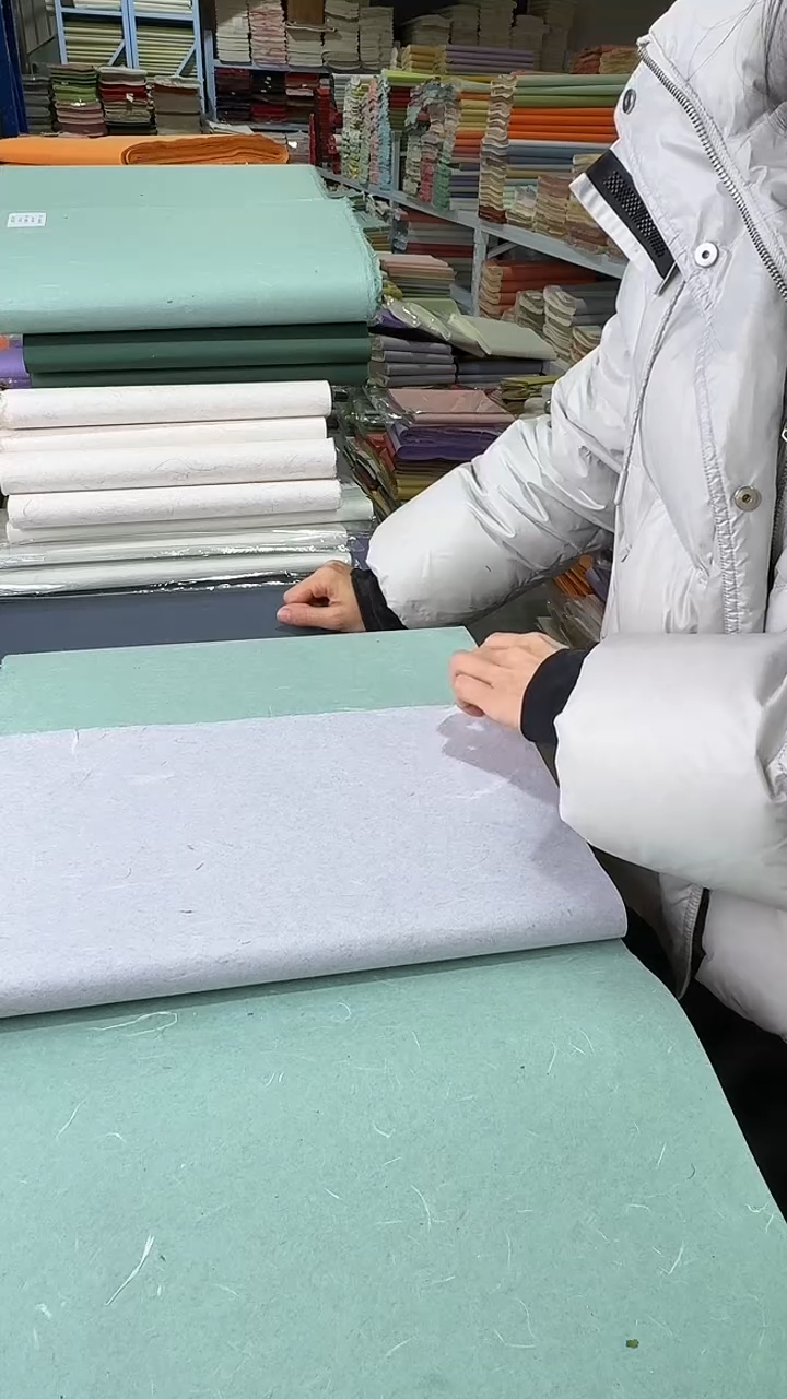 纯手工四尺对开混搭色50张丝绒楮皮笺