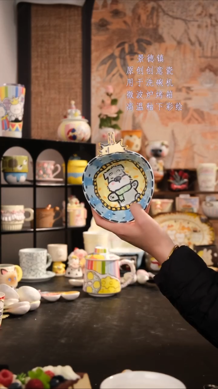 摆件陶旺的可以陶瓷手工手绘高温釉下彩设计师款
