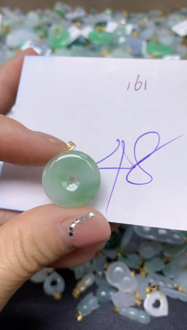 【闪购商品】翡翠挂件18K金镶嵌 天然翡翠A货