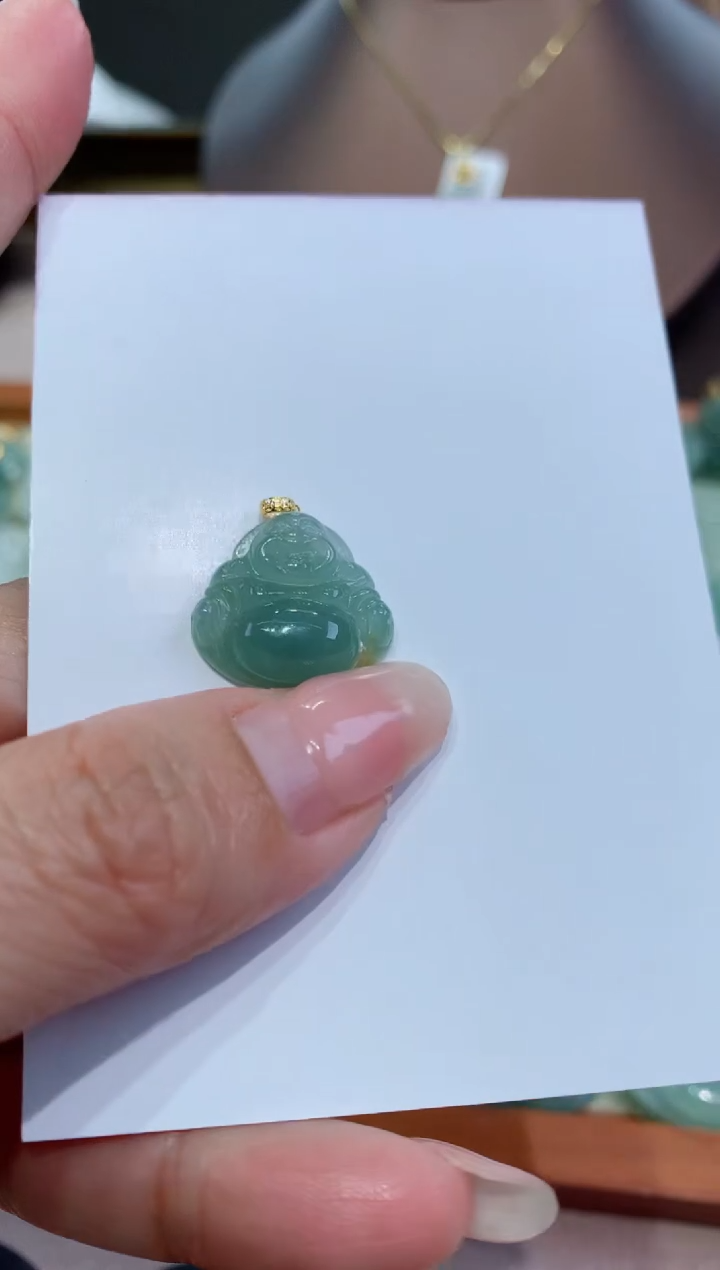【闪购商品】翡翠颈饰18K金镶嵌 天然缅甸a货翡翠